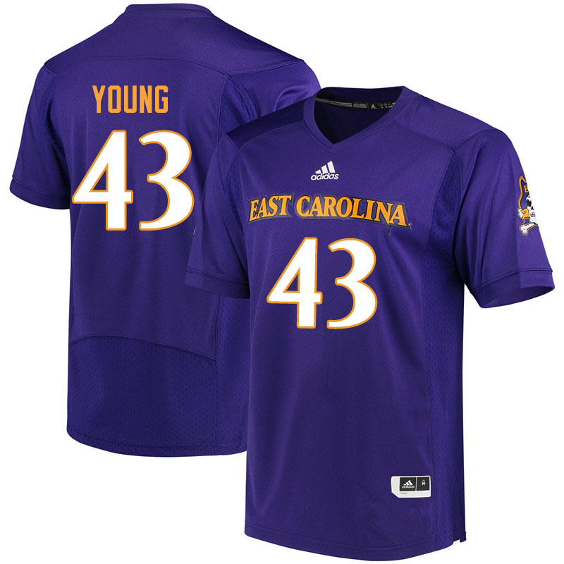Men #43 Jonn Young ECU Pirates College Football Jerseys Sale-Purple